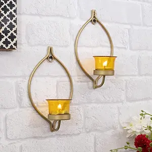 Candle Holder for Birthday Diwali Decoration Candle Holder for Home Decoration Scented Fragrance Candles with Golden Eye Glass | Room Home Decor Items - Pack of 2