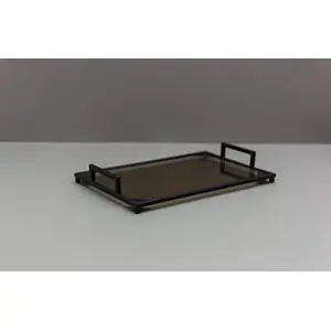 Tray or Serving Platter Serving Tray for Home | Dining Table Decorative Trays | Serving Tray for Party Guests | Rectangle Platter with Handles(Black Metal)