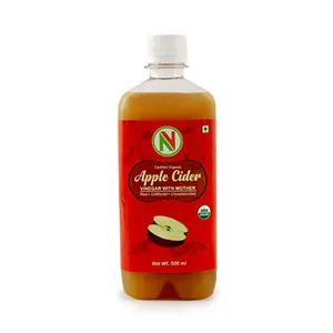 Certified Organic Apple Cider Vinegar With Mother - 500 Ml (17.63 OZ) [Raw Unfiltered Unrefined]