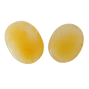Natural Golden Quartz Worry Stone Palm Stone Crystal Cabochons Oval Shape for Reiki Healing and Crystal Healing Stone Pack of 2 Pc 