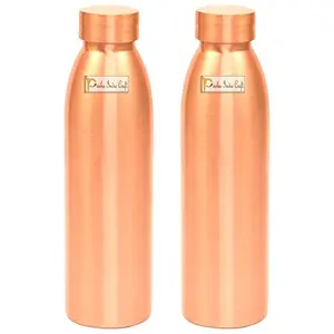Seam Less Pure Copper Water Bottle New Style Storage Water, Travel Essential, Yoga, Copper Bottles | Capacity 1000 ML | Set of 2