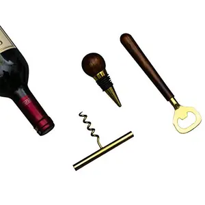 Wine Bottle Opener Cork Screw Opener Bottle Stopper Set with Gift Box (Golden) Set of 3