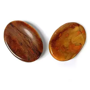 Natural Tiger Eye Worry Stone Palm Stone Crystal Cabochons Oval Shape for Reiki Healing and Crystal Healing Stone Pack of 2 Pc 