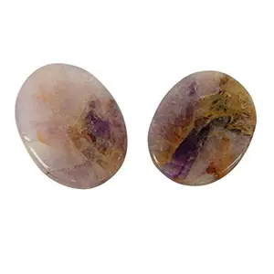 Natural Amethyst Worry Stone Palm Stone Crystal Cabochons Oval Shape for Reiki Healing and Crystal Healing Stone Pack of 2 Pc 