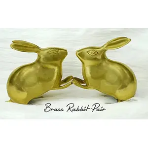 Brass Rabbit Pair for Feng Shui, Vastu Correction, Harmonious, Relationships, Remedy for Happy - Rabbit Pair (Weight - 1600-1700 Gram) Approx