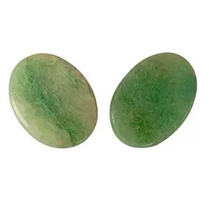 Natural Green Jade Worry Stone Palm Stone Crystal Cabochons Oval Shape for Reiki Healing and Crystal Healing Stone Pack of 2 Pc 