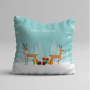Cushion Covers Satin Christmas Special Designer Decorative Pillow 16 x 16 inches/Home Decoration/Christmas Collection for Home/Livingroom/Bedrooms/Hotels/for Gift- Set of 5