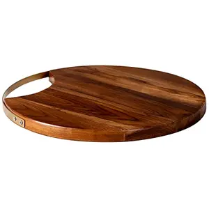 14 Inches Natural Wooden Handcrafted Chopping Board with Handle for Cutting Board/Vegetables Serving Board