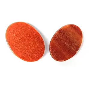 Natural Red Aventurine Worry Stone Palm Stone Crystal Cabochons Oval Shape for Reiki Healing and Crystal Healing Stone Pack of 2 Pc 