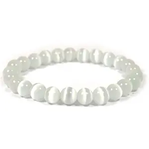 Reiki Crystal Products Natural Selenite Bracelet 8mm for Reiki Healing and Vastu Correction Protection Concentration Spirituality and Increasing Creativity