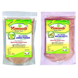 100% Natural Lemon Peel (CITRUS LIMON) Multani Mitti (FULLERS EARTH) Powder For PERFECT OIL BALANCE NATURALLY (PACK OF 2) (454 g)