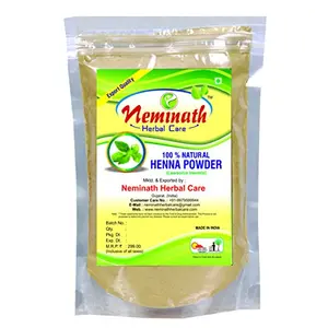 Natural Henna Powder For Hair | 100% Pure & Herbal Mehendi / Heena Leaves Powder Natural Hair Colorant | 227 Grams - Pack of 1 By Neminath Herbal Care