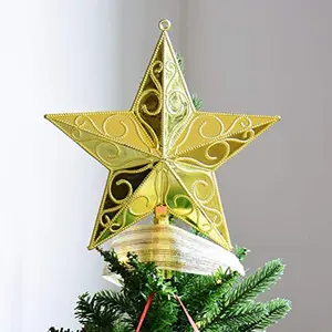 Christmas Tree Topper Golden Snowflake Star Lighted Star Tree Topper for Christmas Tree Decorations