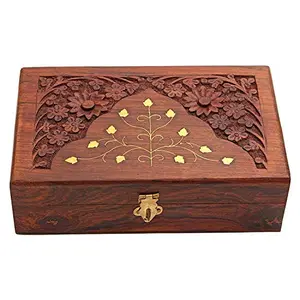 Handicrafts Wooden Jewellery Box |Hand Carved with Intricate Carvings Jewel Storage Box for Women| Girls| Gifts Item