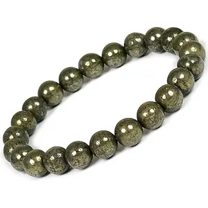 Reiki Crystal Products Natural Pyrite Bracelet 8mm for Reiki Healing and Vastu Correction Protection Concentration Spirituality and Increasing Creativity