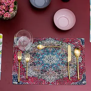 Decorative Place mat Super Soft Quality mat for Living Room Dining Room or Garden Kitchen Place mats(Printed red)