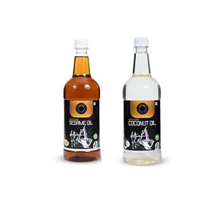 Cold Pressed Vergin Coconut Cooking Oil and Sesame Oil Healthy Nutritious Oil - Combo Pack(2L)