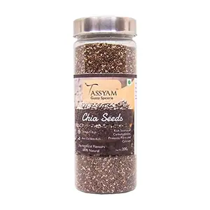 Premium Chia Seeds 200gms (7 oz) Bottle by Tassyam