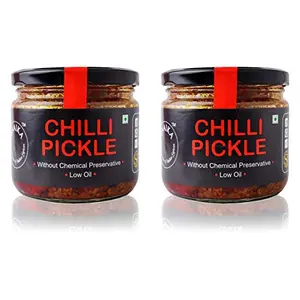 Red Chilli (Mirchi) Pickle - Indian Home Made Low Oil Achaar 400 GR (14.11oz) (Pack of 2)