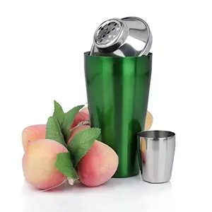 Cocktail/Mocktail Shaker , 28 Oz/829 Ml , Stainless Steel , Green/Silver , Use for Drink Mixer at Home , Hotel , Restaurant , Pack of 1