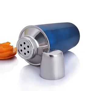 Cocktail Mocktail Shaker , 10 Oz 295 Ml , Stainless Steel , Blue Silver , Round , Use for Drink Mixer at Home , Hotel , Restaurant