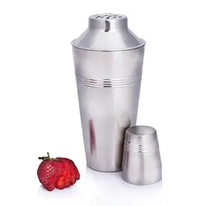 4 Line Cocktail Mocktail Shaker , 28 Oz 828 Ml , Stainless Steel , Silver , Round , Use for Drink Mixer at Home , Hotel , Restaurant