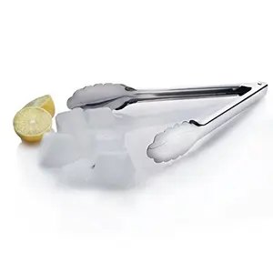 Urban Snackers Clam Shell Tong Stainless Steel Silver Use for Ice Salad Roti Chapati Kitchen and Bar Serving Accessories Home Bar Restaurants (25.5 x 14 cm)