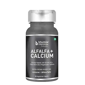 Alfalfa Calcium Citrate Malate with Vitamin D3 B12 Magnesium Zinc Vegetarian 60 Tablet