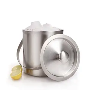 Champagne Bucket Stainless Steel Ice Bucket with Lid Use for Serving Ice , 16.5cm Home , Bar and Restaurants