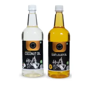 Cold Pressed Vergin Coconut Cooking Oil and Sunflower Oil- Combo Pack(2L)