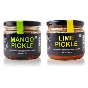 Mango (Aam) and Lime (Nimbu) Pickle -Indian Home Made Achaar 400 GR (14.10oz) (Pack of 2)