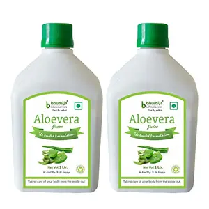 Aloe Vera Juice (with Pulp) | Natural Juice Skin and Hair | (Sugar Free) 1 Ltr Pack Of 2