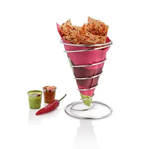 Urban Snackers Stainless Steel Cone Chip Basket 13 x 18 cm Silver