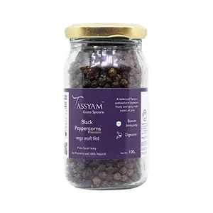 Tassyam 14 Mesh Black Peppercorns 100 Grams | Kali Mirch Bottle