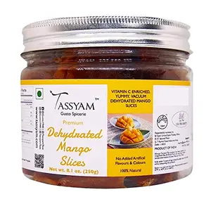 Dehydrated Mango Slices 250gms (8.8 oz) Jar | Vacuum Dehydrated by Tassyam