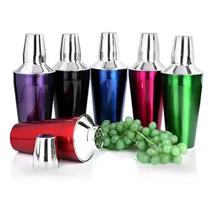 6 Pcs Cocktail/Mocktail Shaker , 28 Oz/829 Ml , Stainless Steel , Silver/Red/Blue/Purple/Green/Pink/Black , Use for Drink Mixer at Home , Hotel , Restaurant