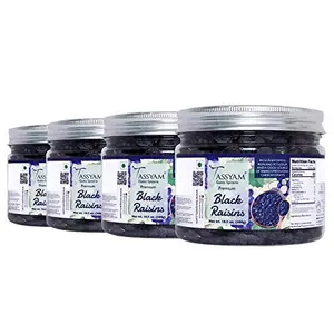 Premium Seedless Black Afghan Raisins Pack of 4, Each 250gm Kali Draksh | Extreme Value Pack - Healthy Dry Fruits Luxury Box