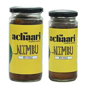The Achaari Nimbu Red Chilli Pickle Combo Pack of Two 400 gm(14.10 OZ) , 250 gm (8.81OZ)