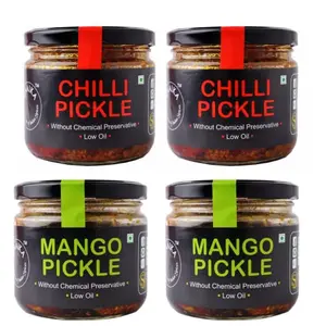 Mango and Red Chilli Pickle - Indian Homemade Low Oil Achaar 800 GR (28.21oz) (Pack of 4)