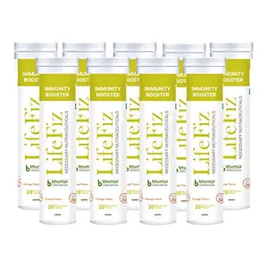 LifeFiz (IMMUNITY BOOSTER) Immunity | Antioxidant 20 Vegetarian Effervescent Tablets With Orange Flavour Pack Of 9