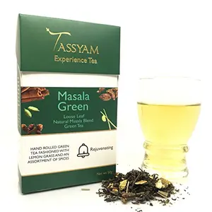 Tassyam Green Tea Masala Chai 50 Grams - Luxury Box - Loose Leaf with Whole Spices & Lemon Grass