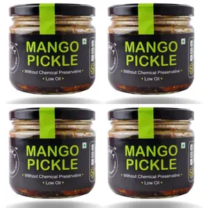 Mango Pickle - Indian Home Made Low Oil Achaar 800 GR (28.21oz) (Pack of 4)