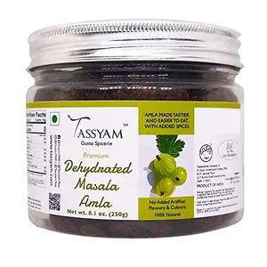 Dehydrated Masala Amla Slices 250gms (8.8 oz) Jar | Vacuum Dehydrated by Tassyam