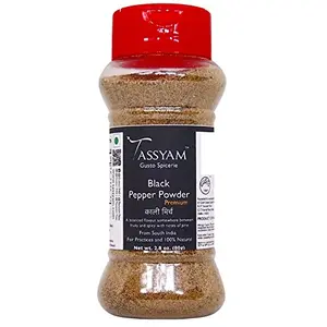 Tassyam Premium Black Pepper Powder 80g | Dispenser Bottle