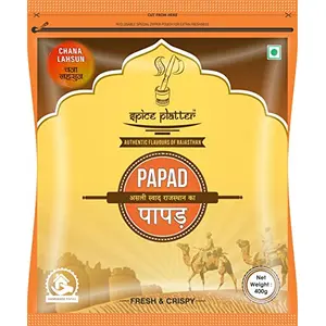 Crispy Chana Lahsun Papad - Authentic Rajasthani Flavored Papad in Garlic-Chana Flavor(400g)