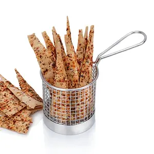 Stainless Steel French Fries Mini Frying Basket Serving Strainer 9.5 cm for Kitchen Frying Food Presentation Serving Basket