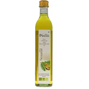Farm Naturelle-Virgin Cold Pressed White Sesame Seed Cooking Oil In Glass Bottle|Healthy True cold pressed) -500ml