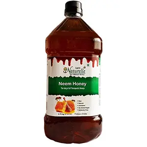 Raw Natural Ayurved Recommended Unprocessed 100% Natural Neem Forest Flower Honey with Huge Medicinal Value 2.75 Kg -Peat Bottle