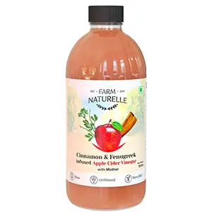 Farm Naturelle-Organic Apple Cider Vinegar with Mother & Ingredients Infused Cinnamon & Fenugreek | 500ml In Glass Bottle