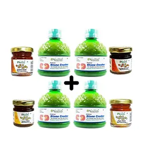 Farm Naturelle-Most Effective Ayurvedic Kidney stone crusher/ breaker juice (Patharchatta juice) | 100% Ayurvedic & Pure -4x400ml (Pack Of 4) + 4x55g  Honey